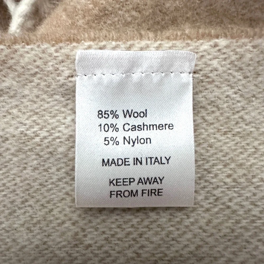 Luna Luxury Home Collection Wool Cashmere 54x56 Throw Blanket Italy Camel Cream
